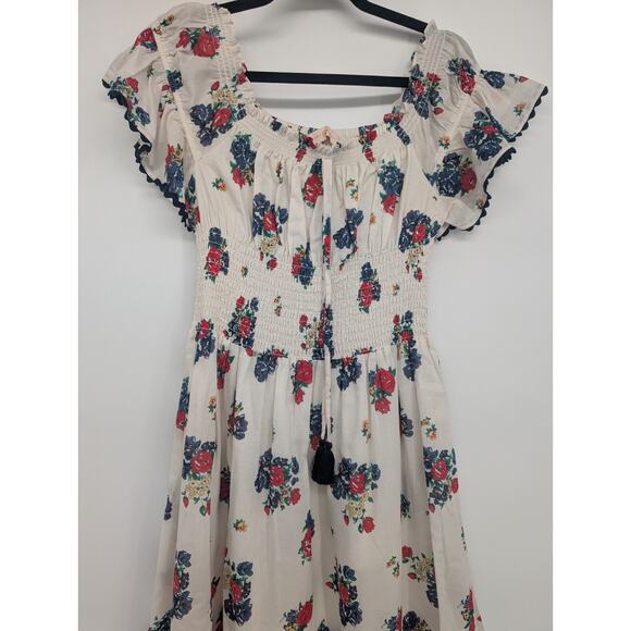 Tory Burch Meadow Folly Cotton Voile Off-shoulder Midi Dress Size S Beige #1A461 - Picture 4 of 8